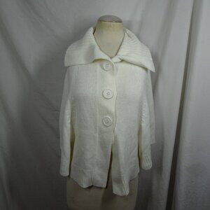 Carolyn Taylor Off White Short Sleeves Cardigan Sweater Size S